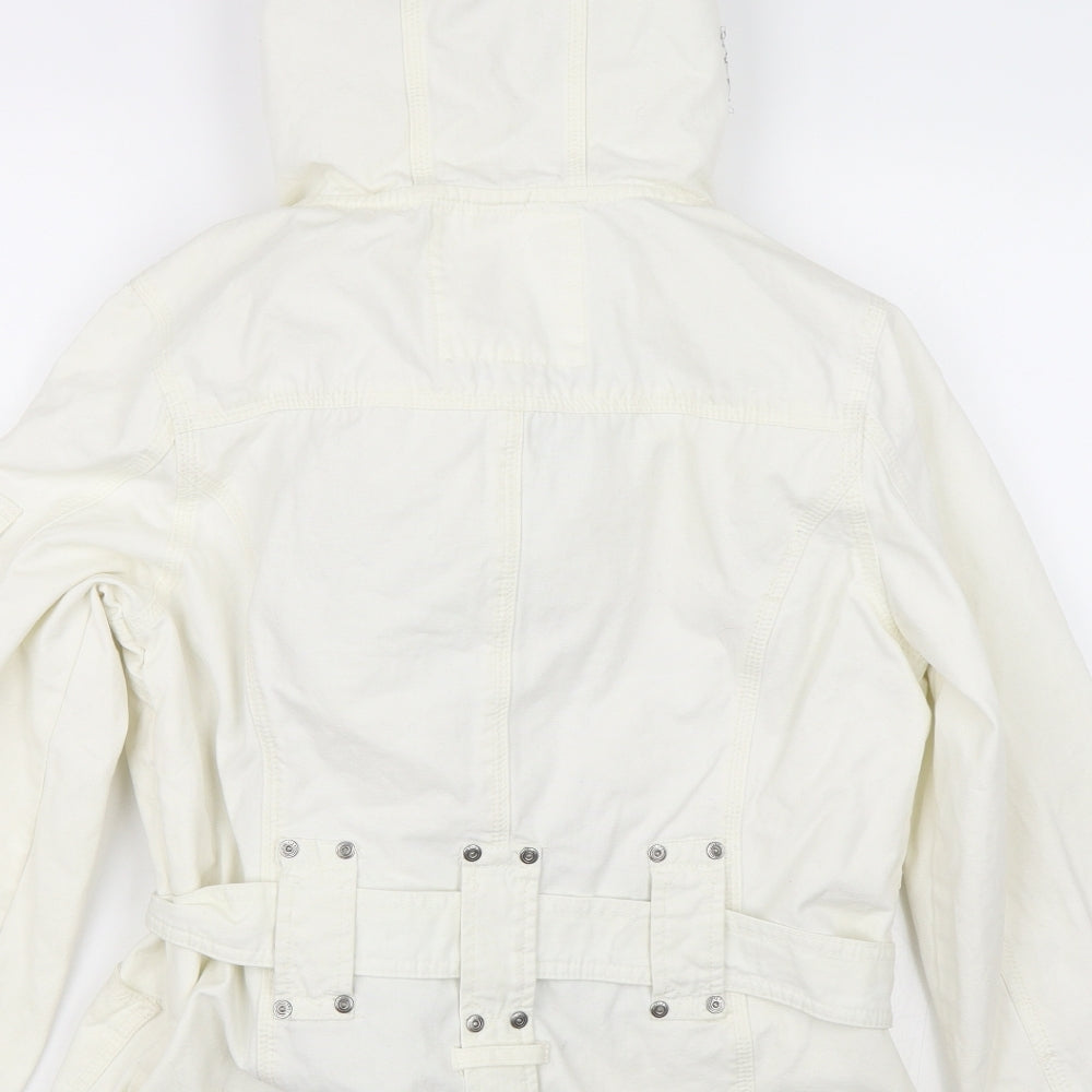 Soya Womens White Parka Jacket Size S