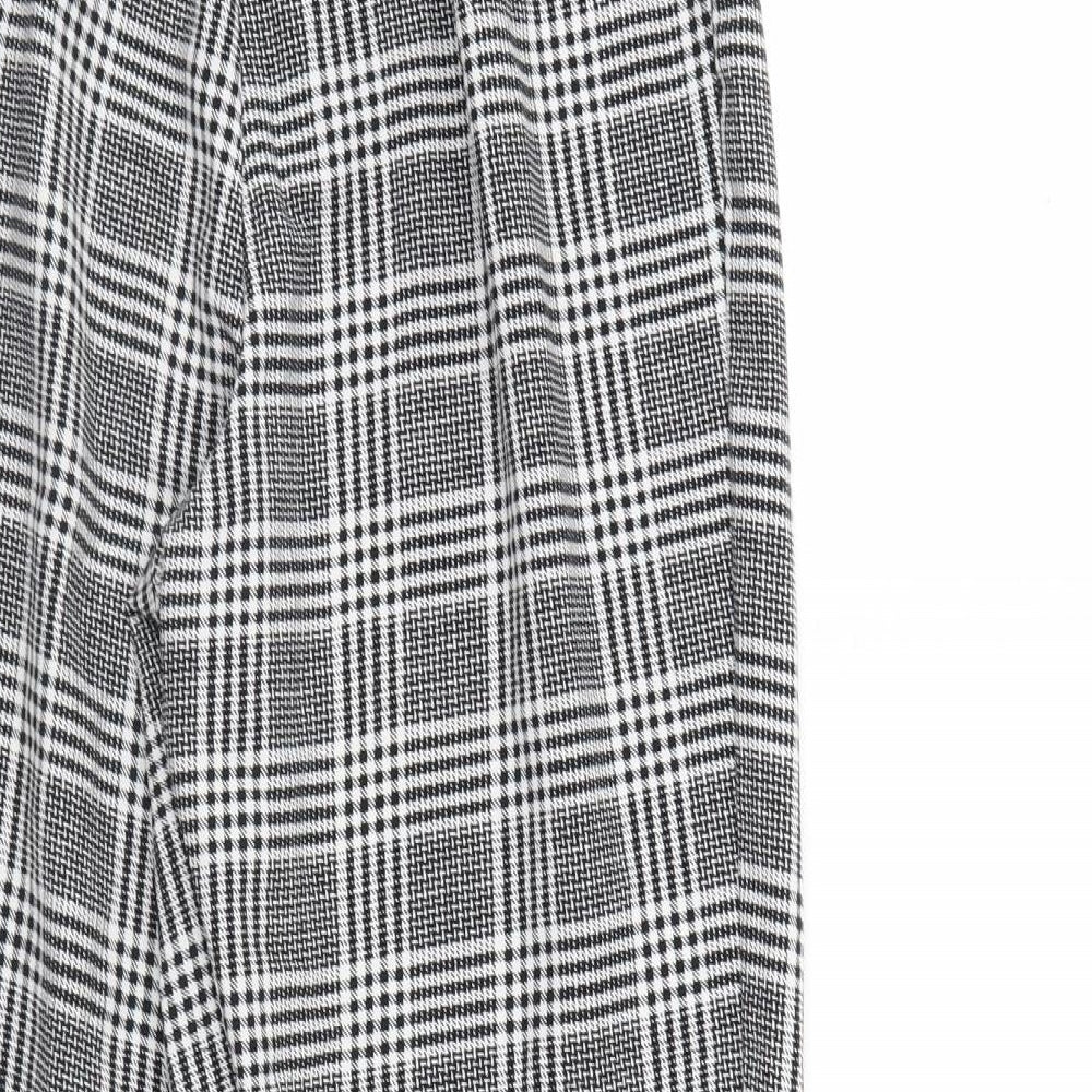 Divided Womens Black Herringbone Trousers Size 6 L25 in - Elastic Waist