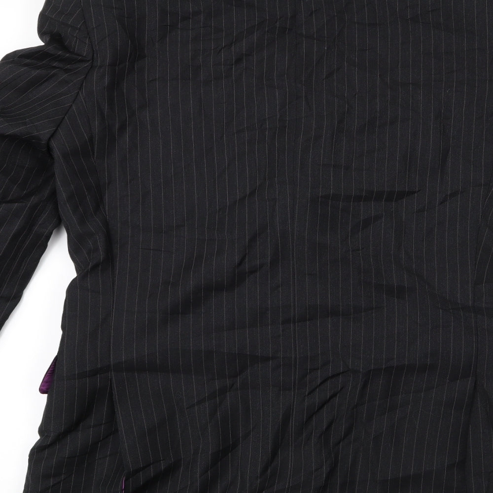 Super 100's Womens Black Striped Jacket Size 10