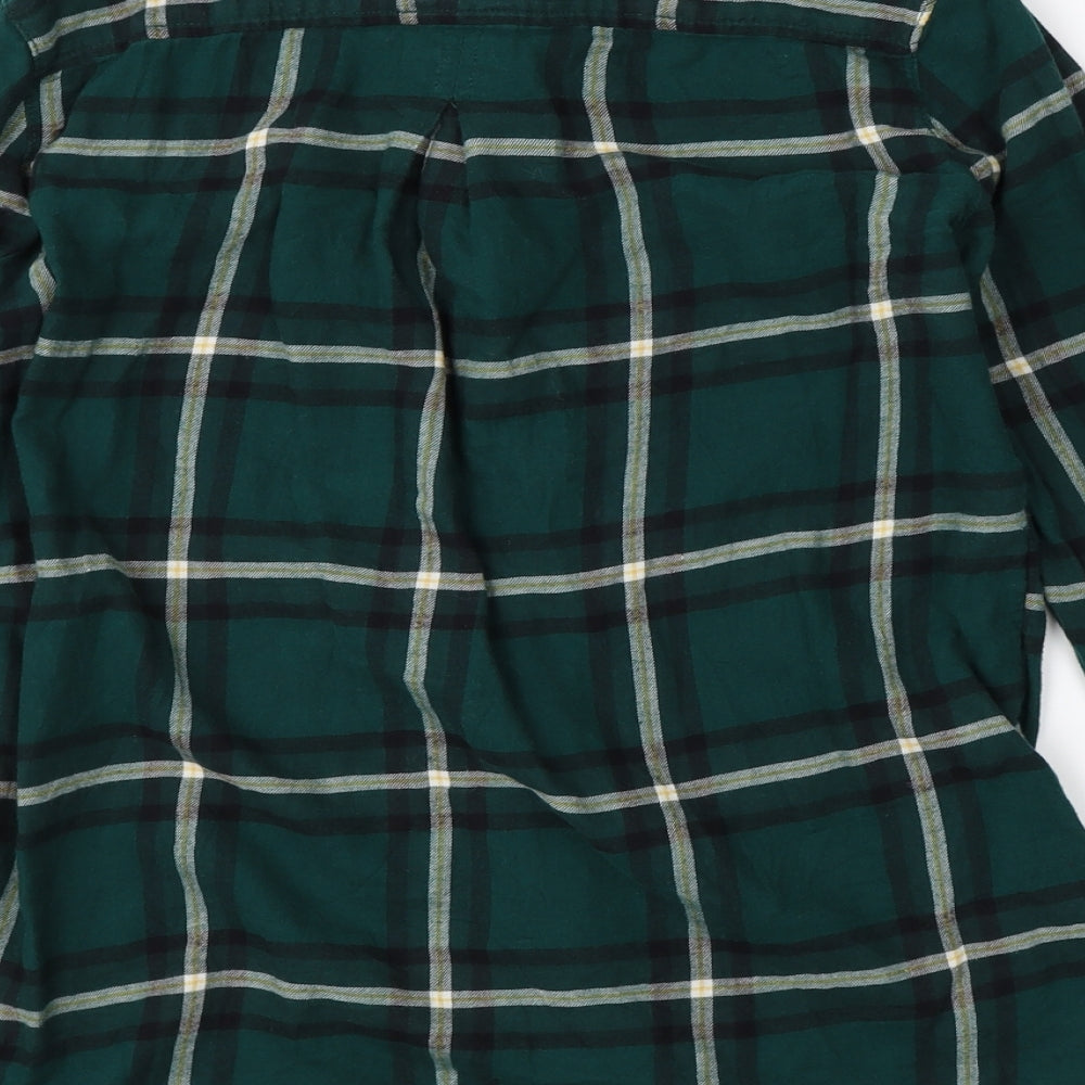 H&M Womens Green Plaid Basic Button-Up Size 4