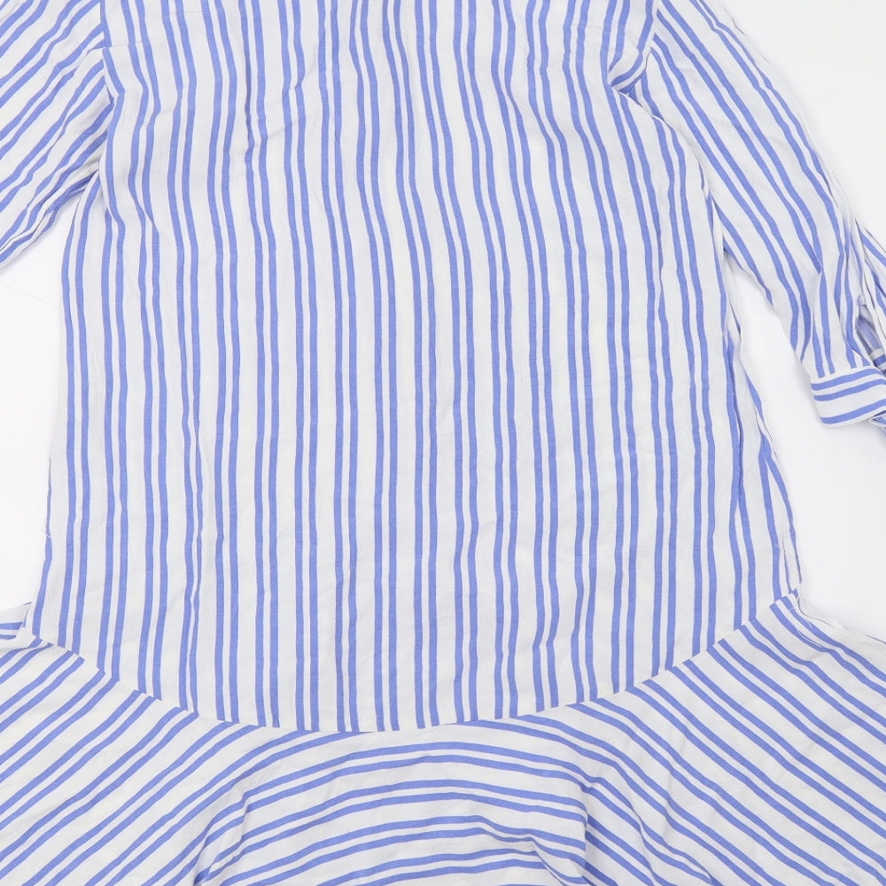Zara Womens Blue Striped Fit & Flare Size 4