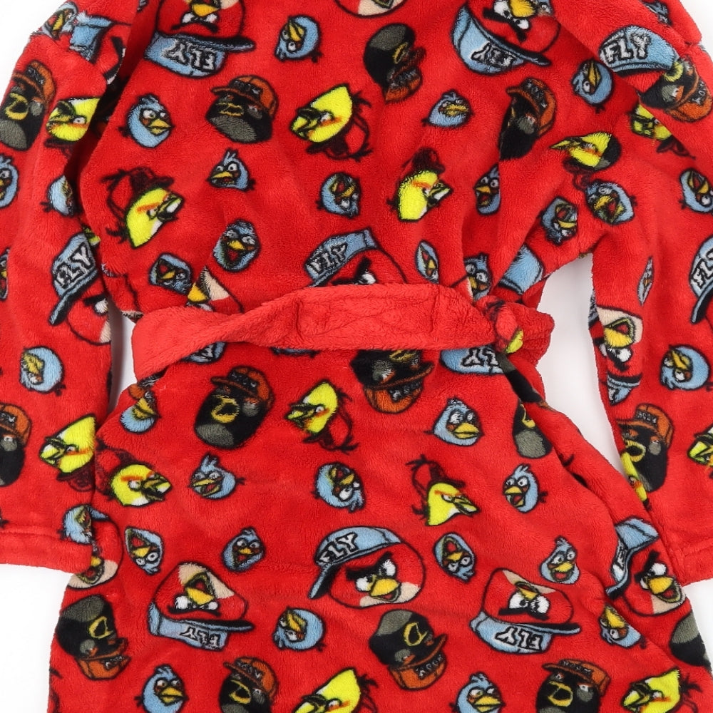 NEXT Boys Red Geometric Microfibre Robe Size 5 Years - Angry Birds