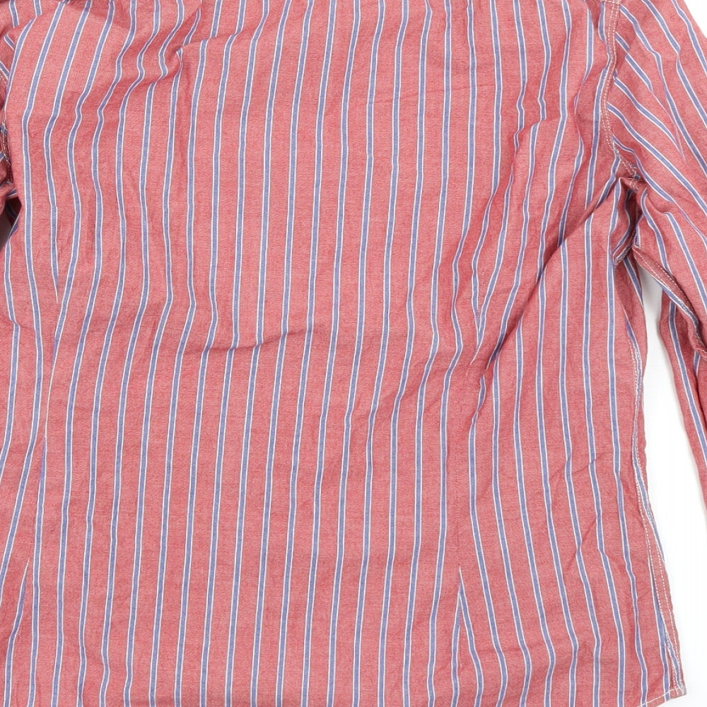 NEXT Mens Red Striped Button-Up Size M
