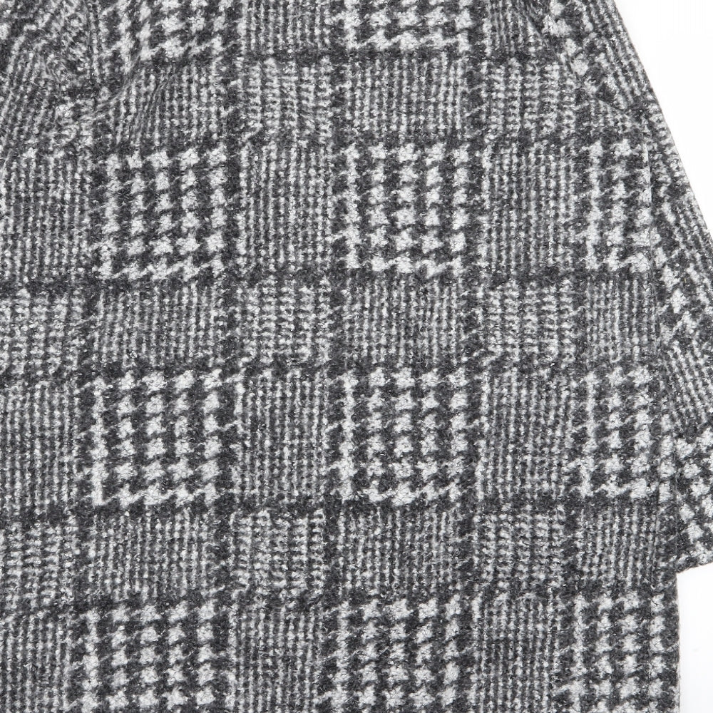 Per Una Womens Grey Geometric Overcoat Coat Size L