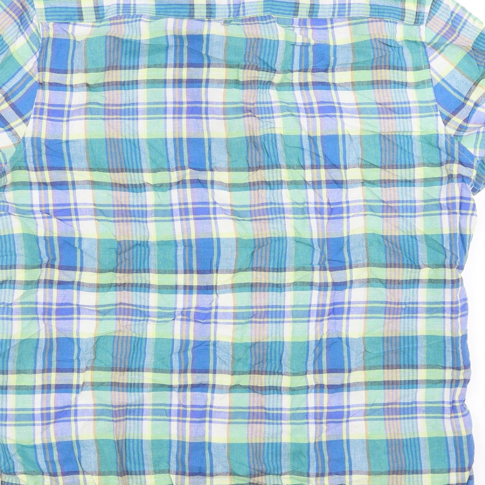 NEXT Mens Blue Plaid Button-Up Size M