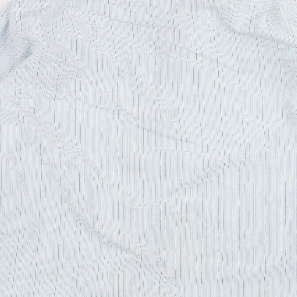 blue lake Mens Blue Striped Button-Up Size 16