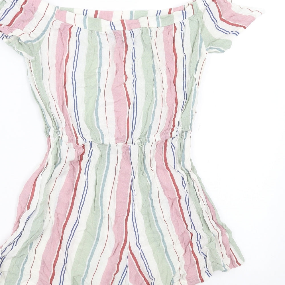 New Look Girls Multicoloured Striped Playsuit One-Piece Size 11 Years