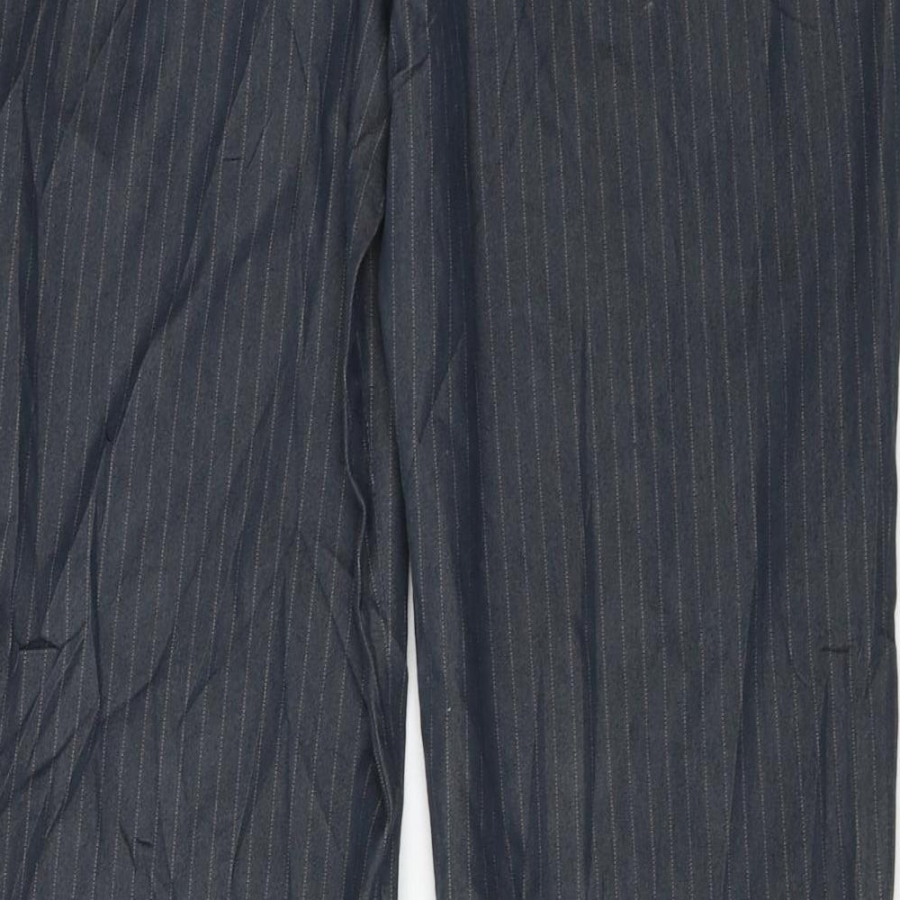 Wallis Womens Grey Striped Trousers Size 14 L27 in