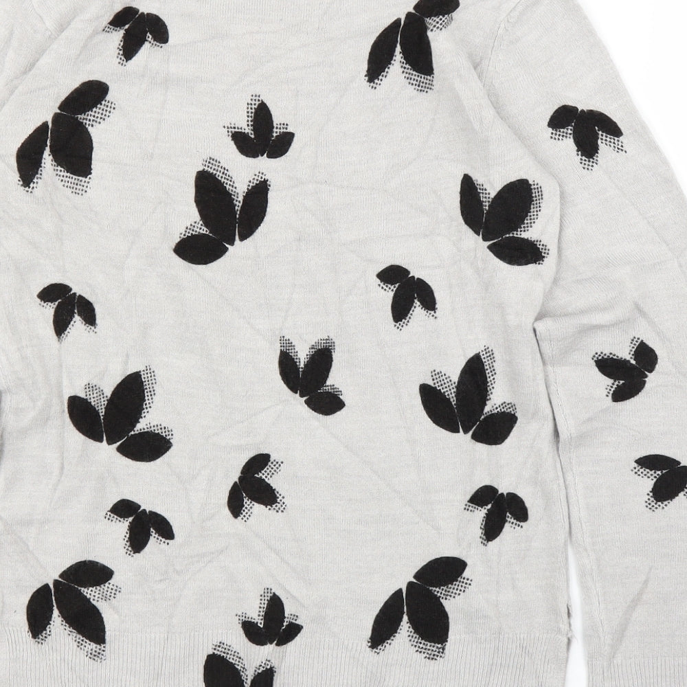 Marks & Spencer Womens Grey Floral Pullover Jumper Size 6