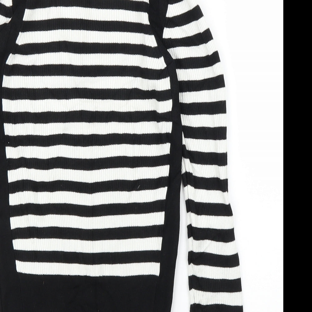 Marks & Spencer Womens Black Striped Pullover Jumper Size 10