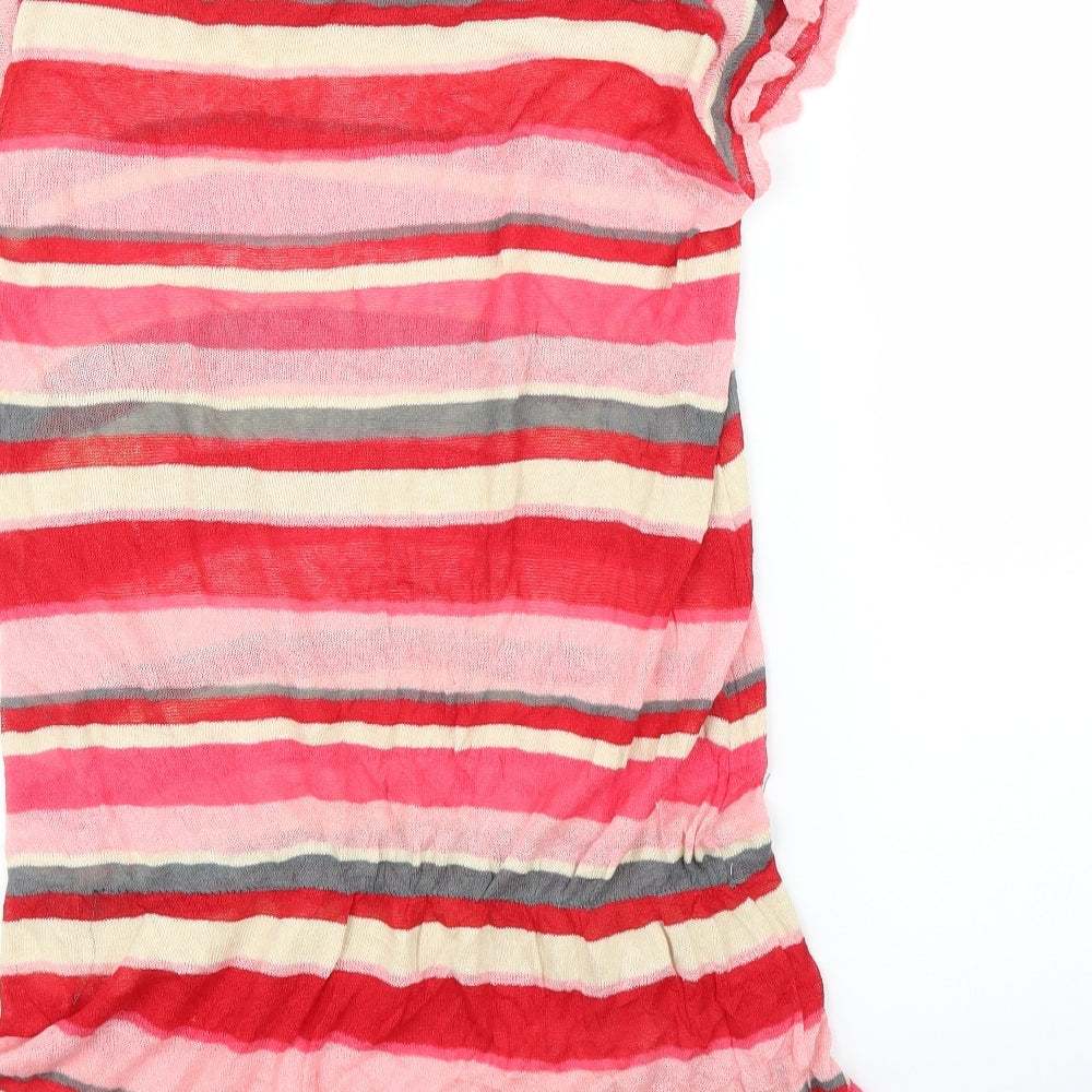 Glam 360 Womens Pink Striped Tunic Blouse Size M