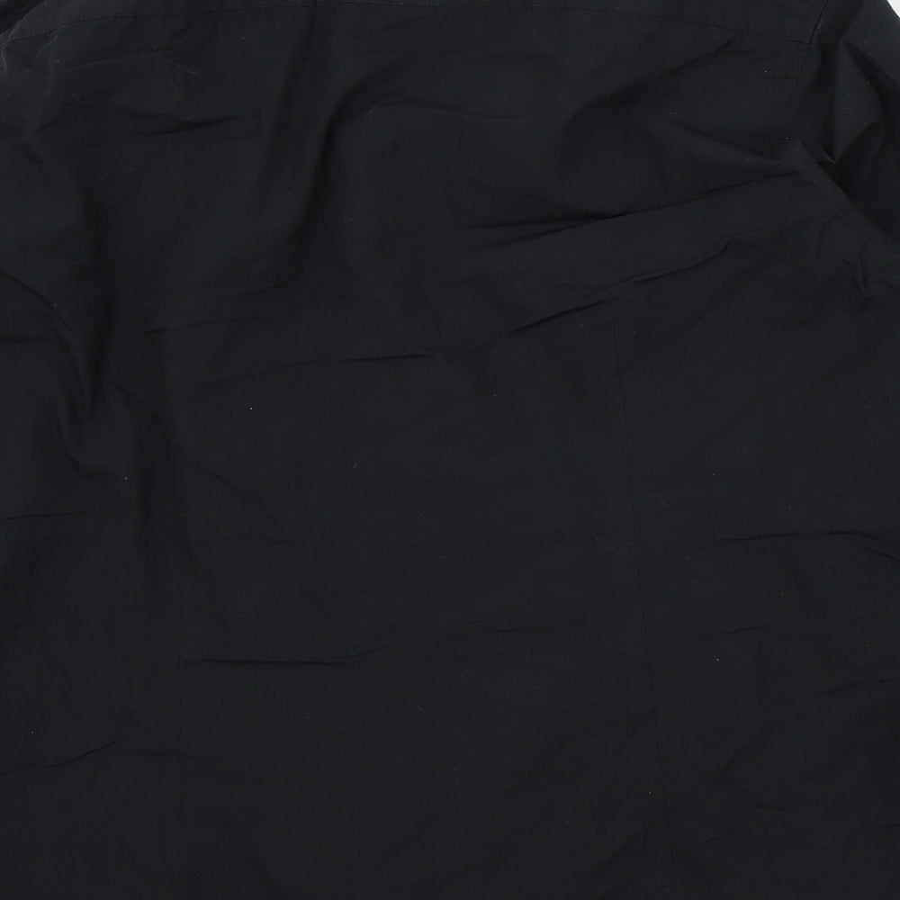 BURTONS Mens Black Colourblock Button-Up Size 16.5