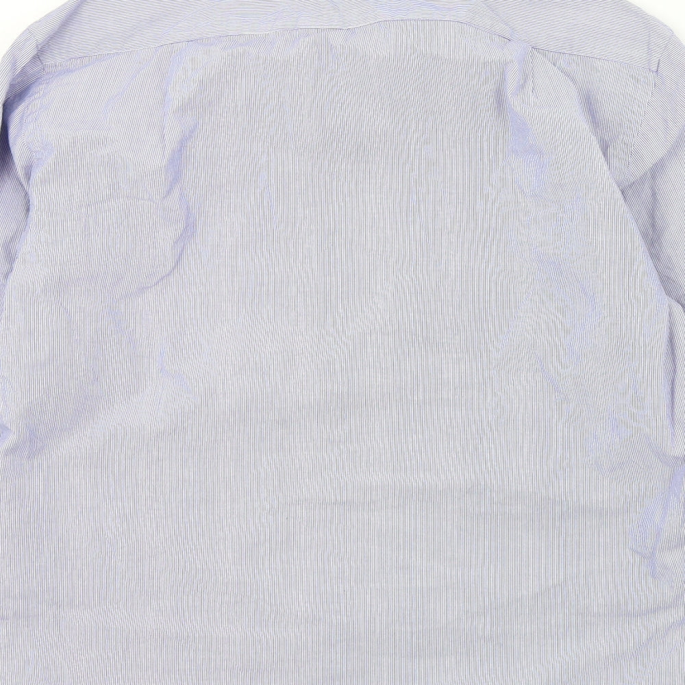 Marks & Spencer Mens Blue Striped Button-Up Size 15