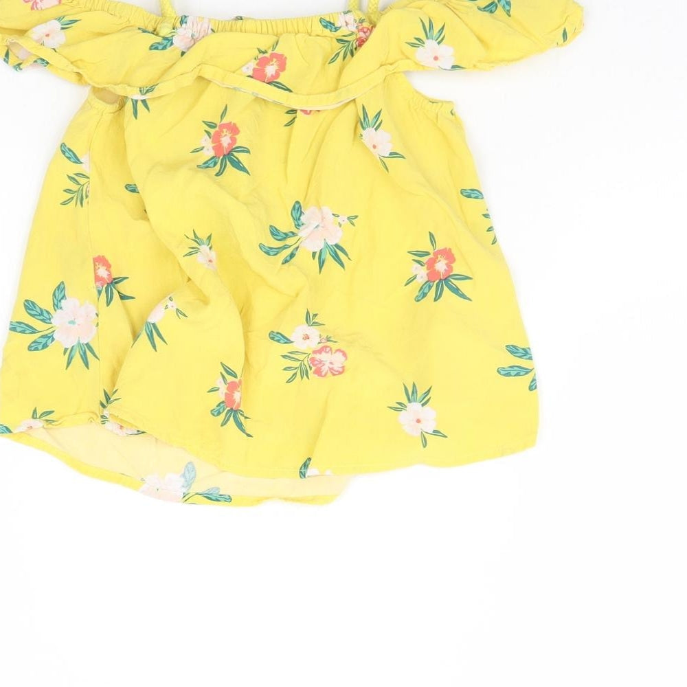 Old Navy Girls Yellow Floral Basic Blouse Size 4 Years
