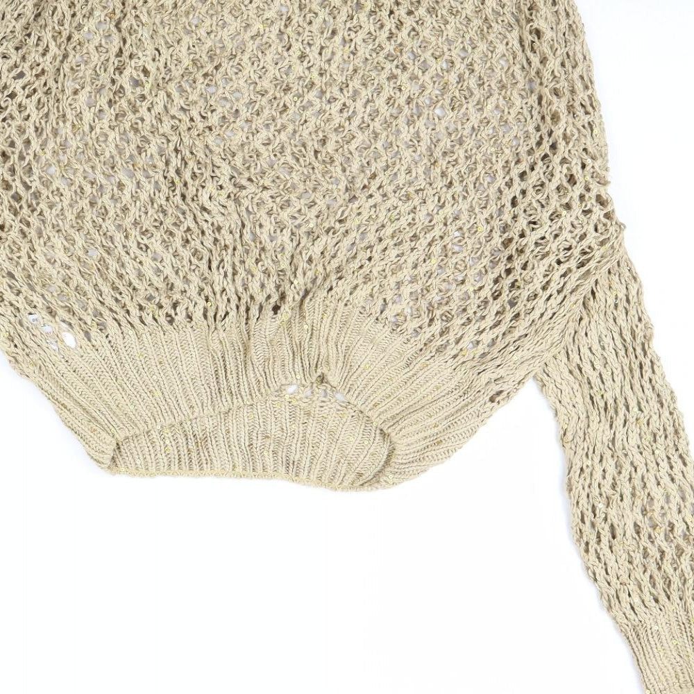 Be Beau Womens Gold Pullover Jumper Size 8