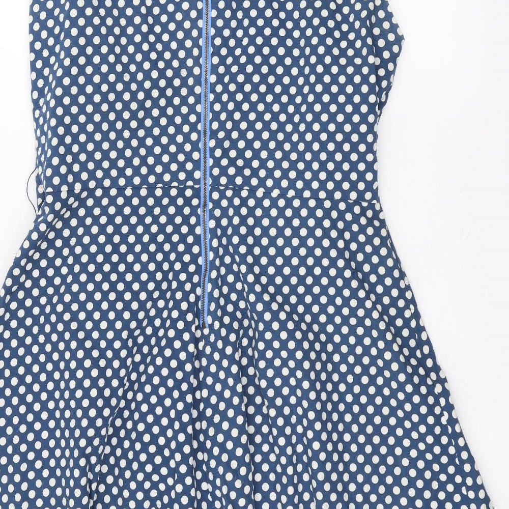 Vacknox Womens Blue Polka Dot A-Line Size 12
