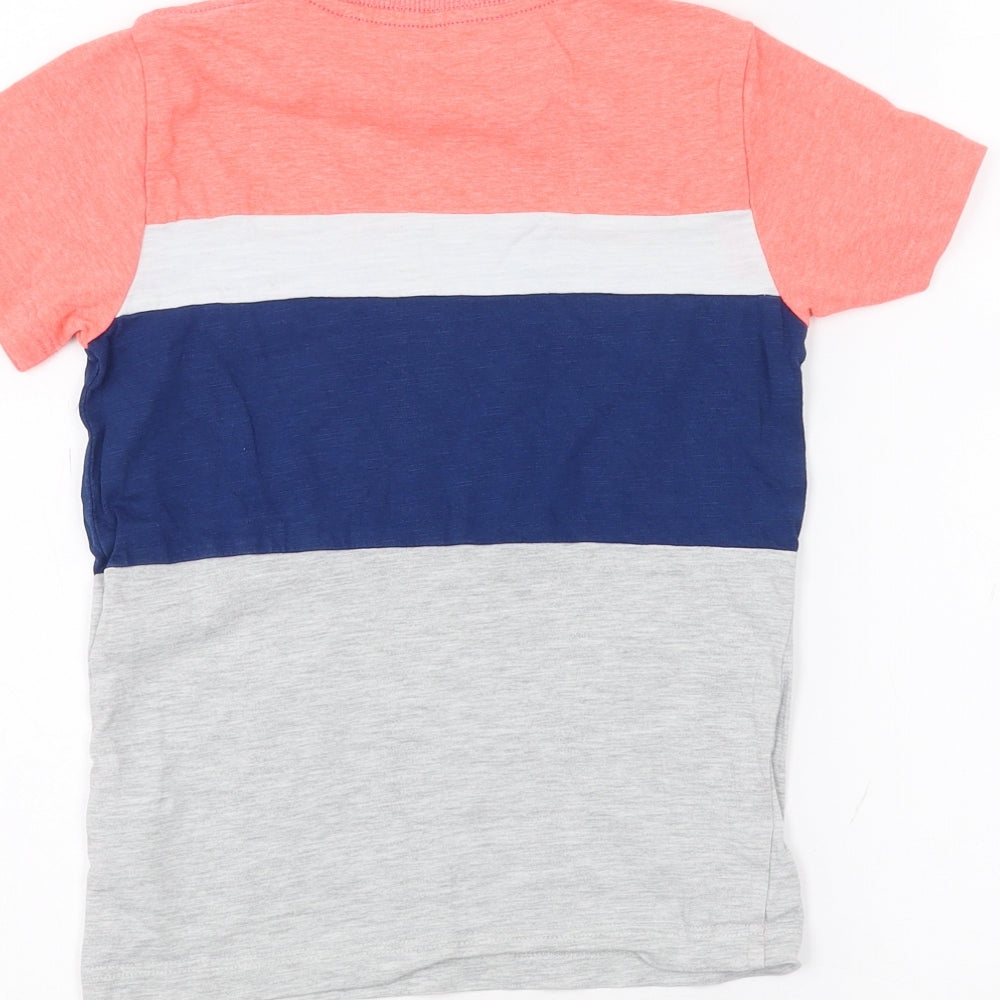 NEXT Girls Grey Striped Basic T-Shirt Size 5-6 Years