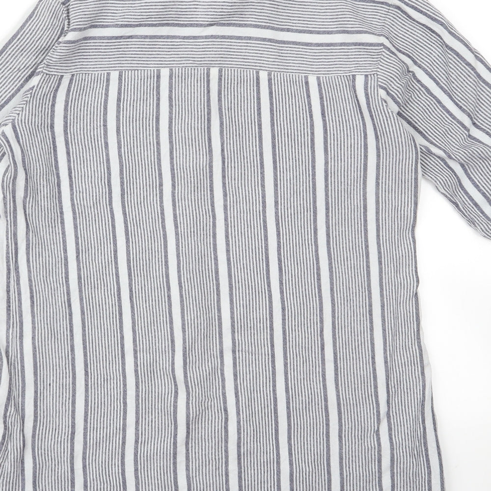 Preworn Womens Grey Striped Basic Button-Up Size M