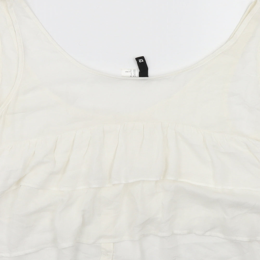 Divided Womens White Basic Blouse Size 12