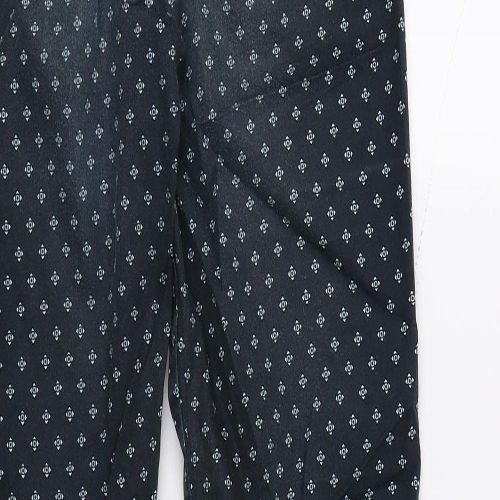 H&M Womens Blue Geometric Trousers Size 6 L26 in