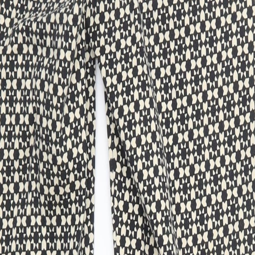 H&M Womens Beige Geometric Trousers Size 8 L25 in