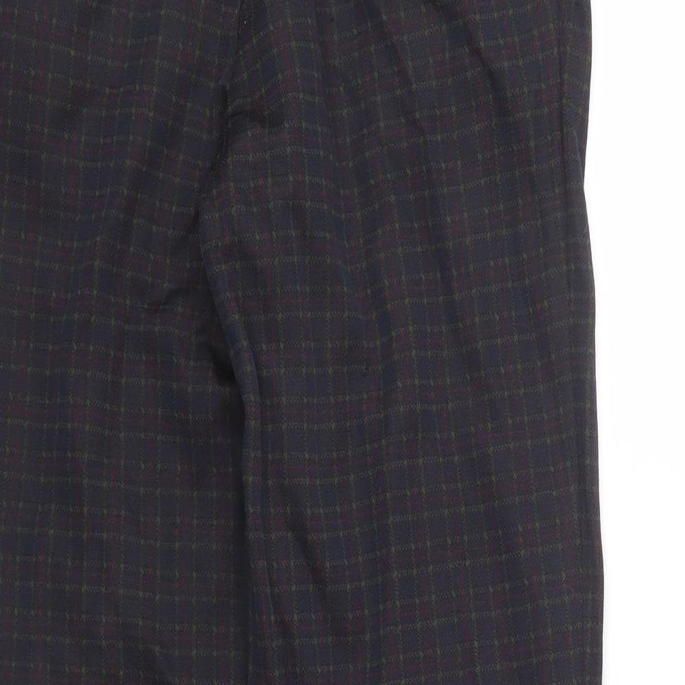 Marks & Spencer Womens Blue Check Trousers Size 10 L28.5 in