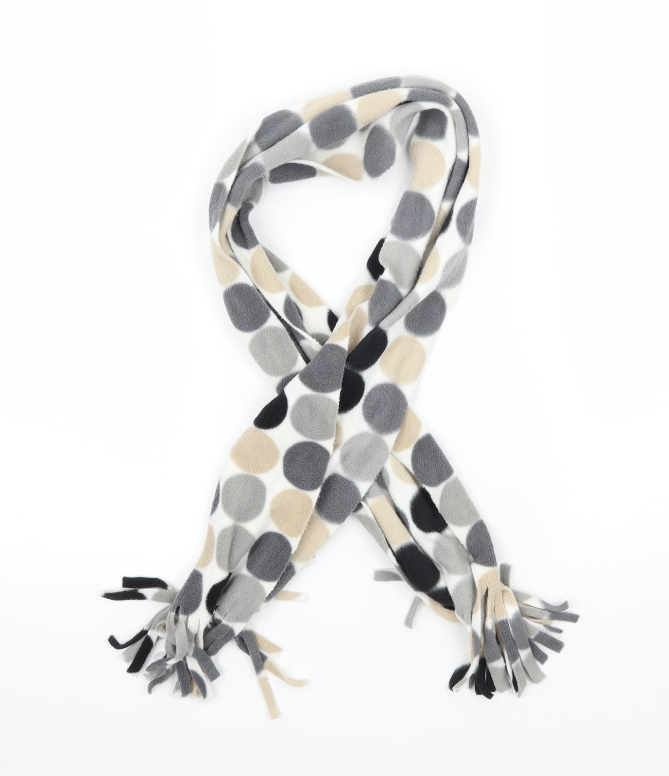 Preworn Womens Grey Polka Dot Fleece Scarf