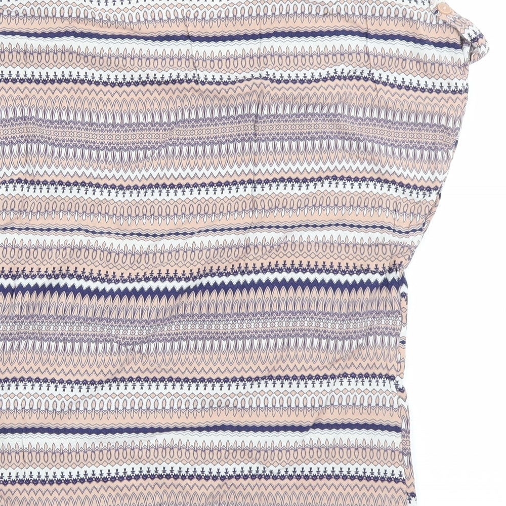 Primark Womens Brown Striped Basic Blouse Size 6