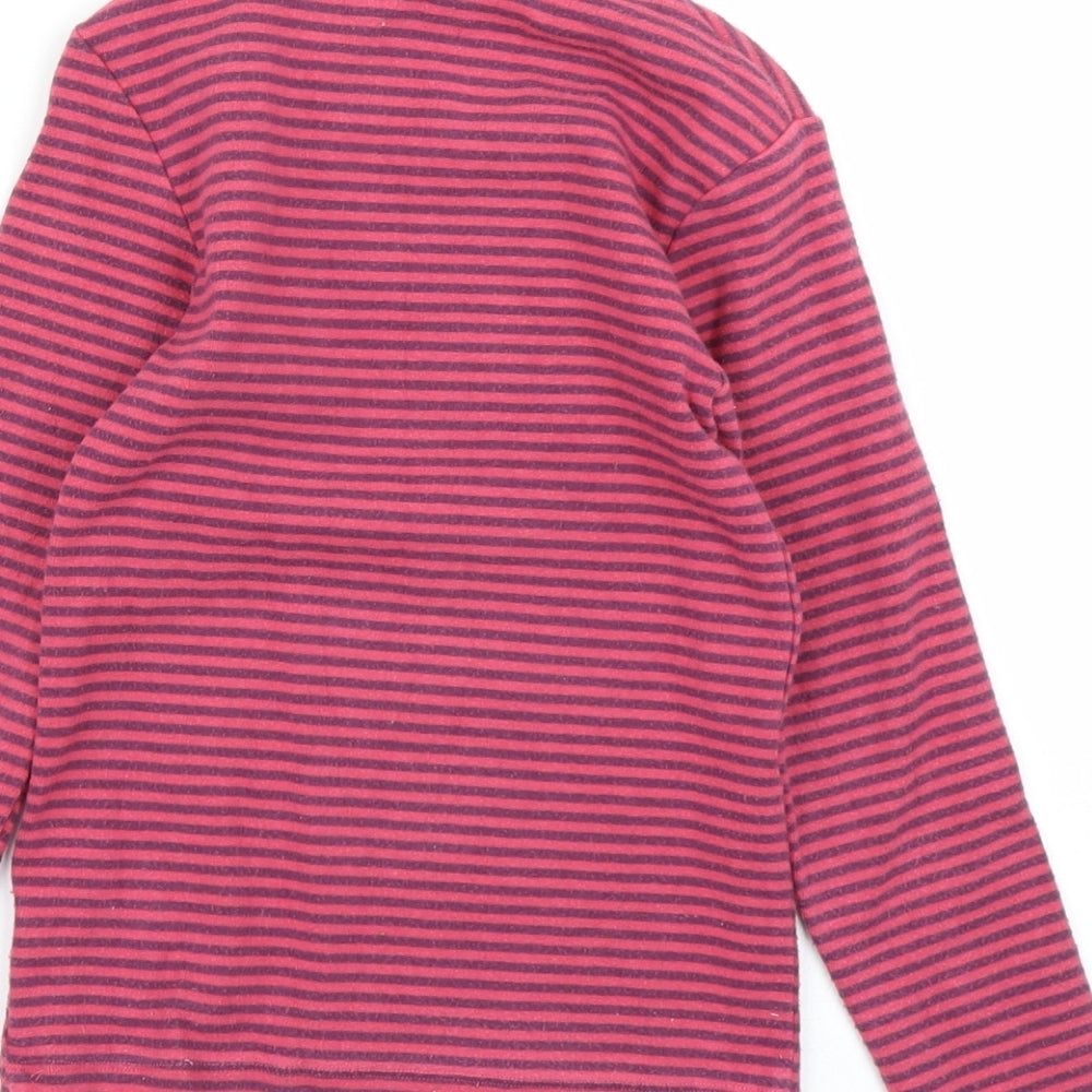 NEXT Girls Pink Striped Basic T-Shirt Size 7 Years