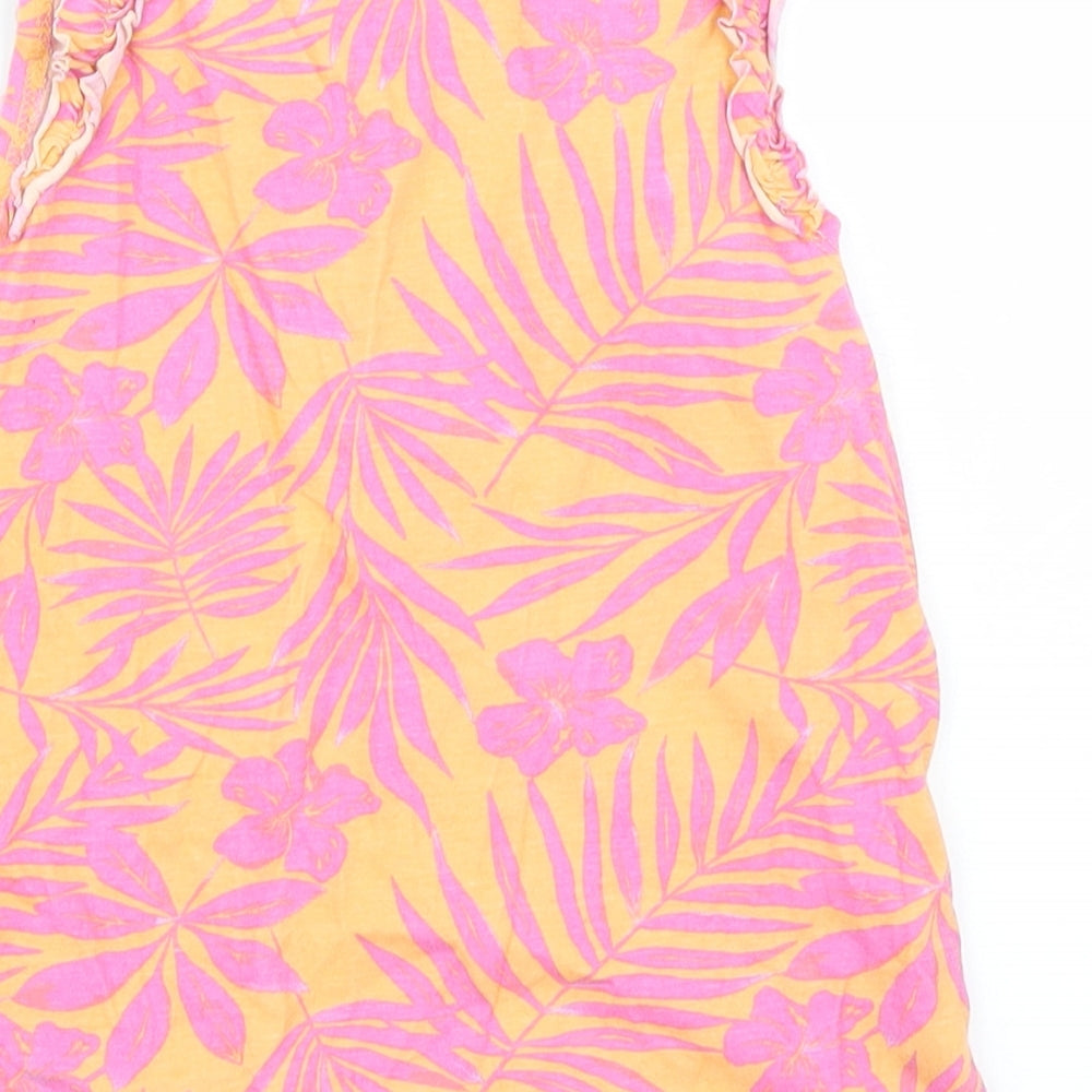 H&M Girls Orange Floral Basic Tank Size 7-8 Years