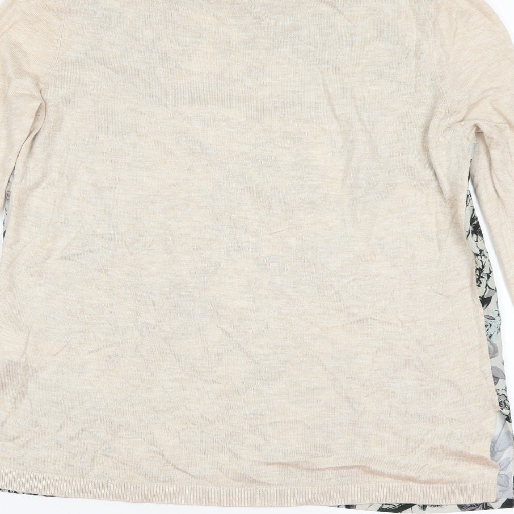 Warehouse Womens Beige Floral Pullover Jumper Size S