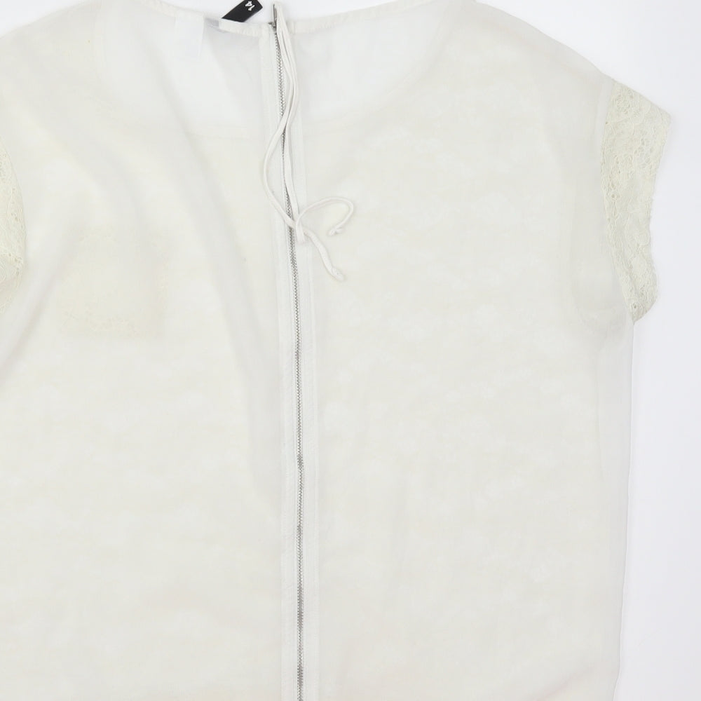 H&M Womens White Basic T-Shirt Size 14
