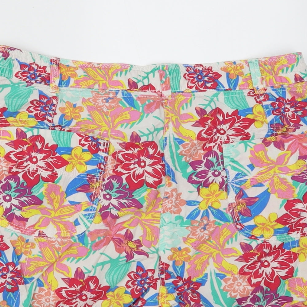 Peacocks Womens White Floral Paperbag Shorts Size 8