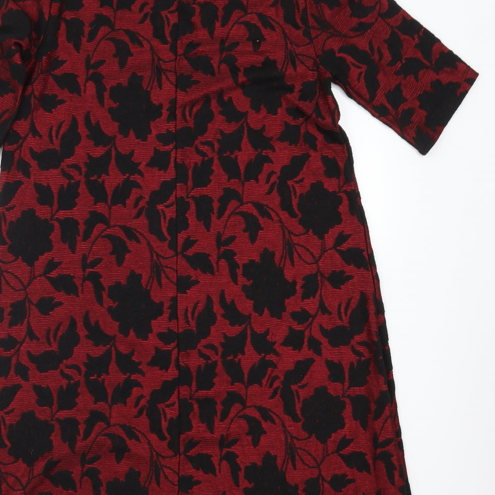 TU Womens Red Floral A-Line Size 8