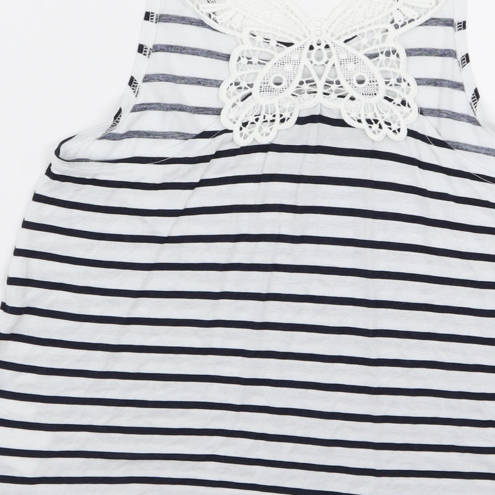 H&M Girls Multicoloured Striped Basic Tank Size 9-10 Years