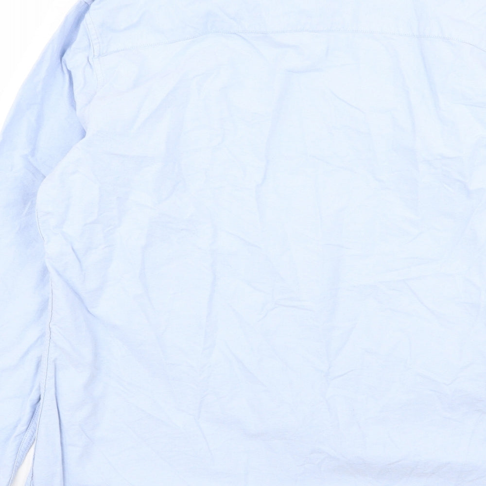 Rhino Mens Blue Button-Up Size M