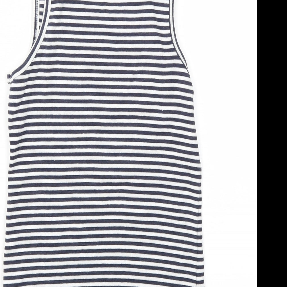 NEXT Girls Blue Striped Basic T-Shirt Size 9 Years