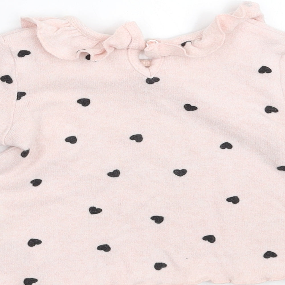 Matalan Girls Pink Pullover Jumper Size 3-6 Months - heart pattern