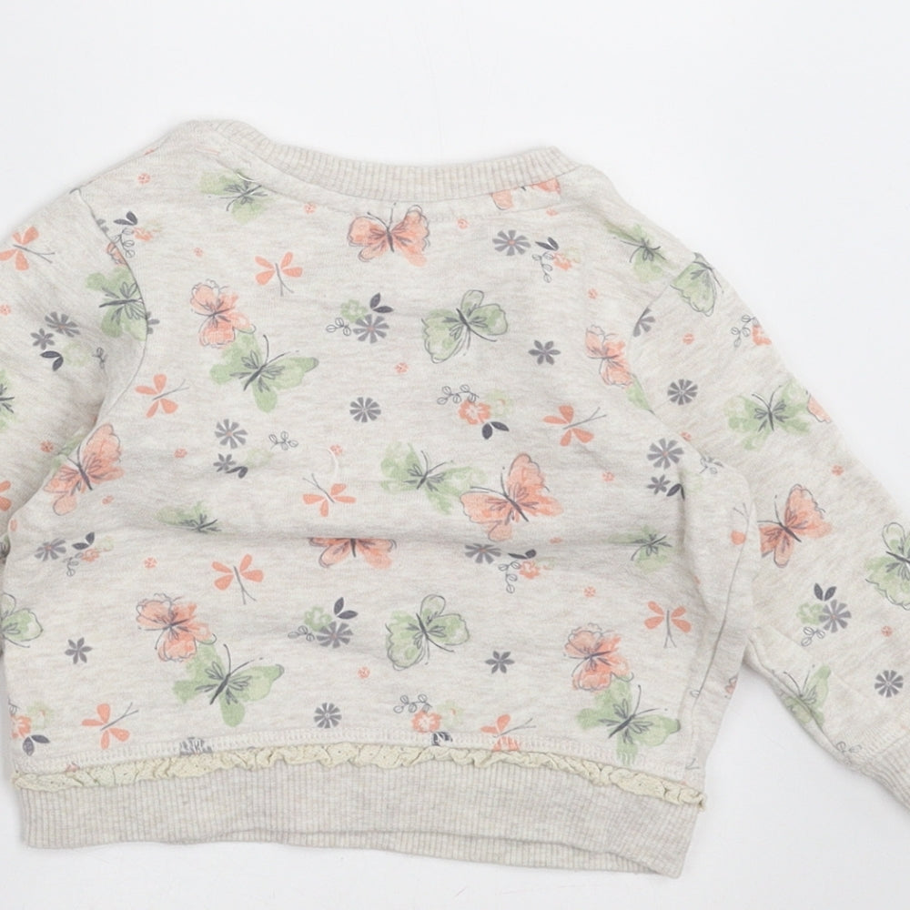 George Girls Beige Floral Pullover Jumper Size 9-12 Months - i am so happy today