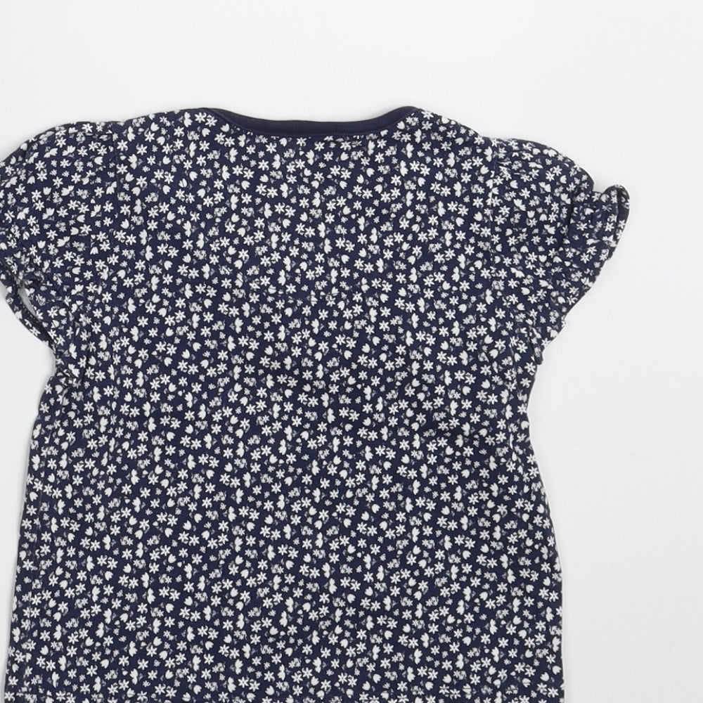 Sainsburys Girls Blue Floral Basic T-Shirt Size 6-9 Months