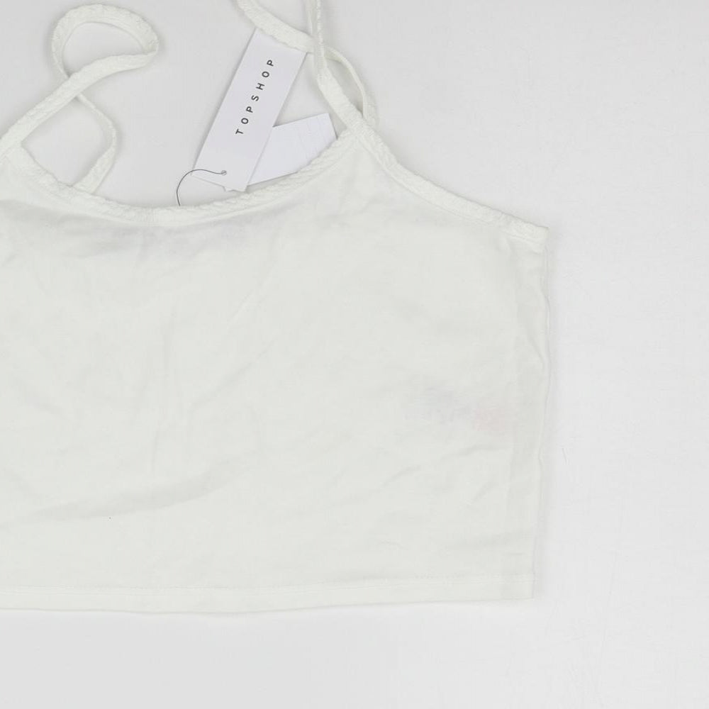 Topshop Womens White Basic Tank Size 14