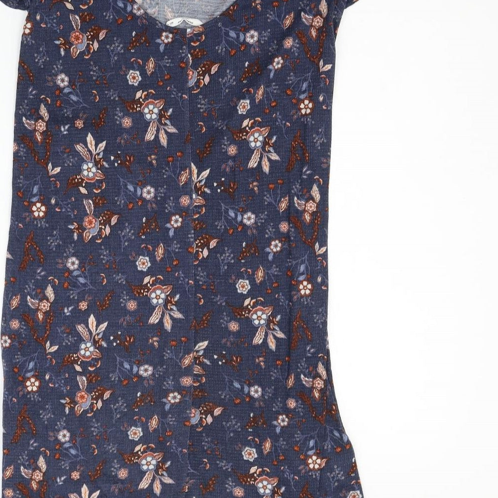 Mango Womens Blue Geometric T-Shirt Dress Size XS
