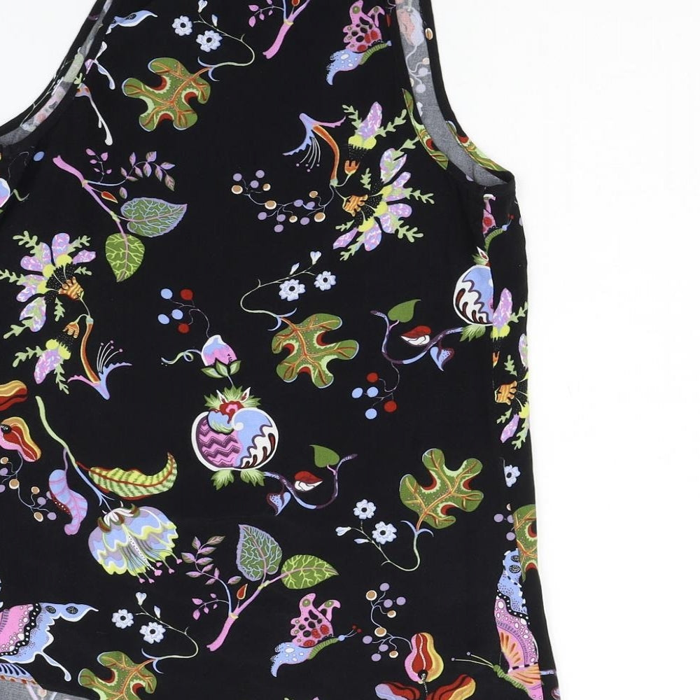 Warehouse Womens Black Floral Basic Tank Size 6