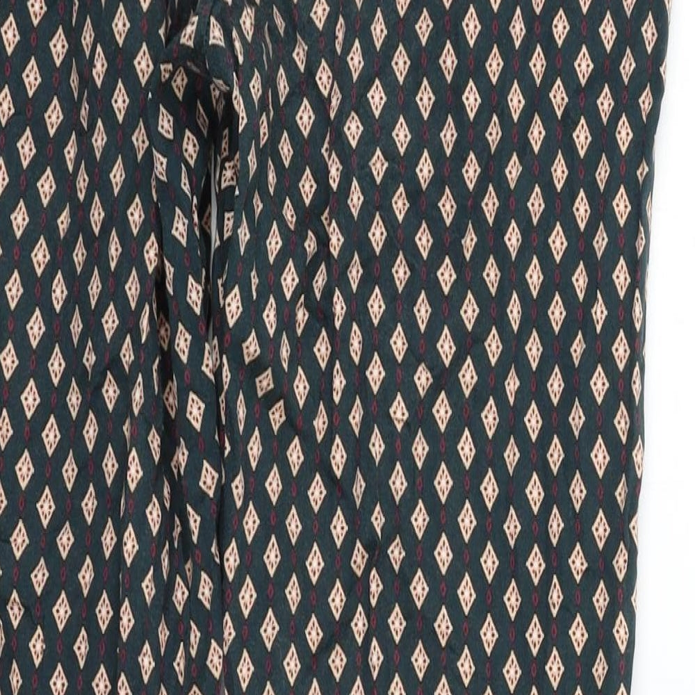 H&M Womens Green Geometric Trousers Size 12 L27 in