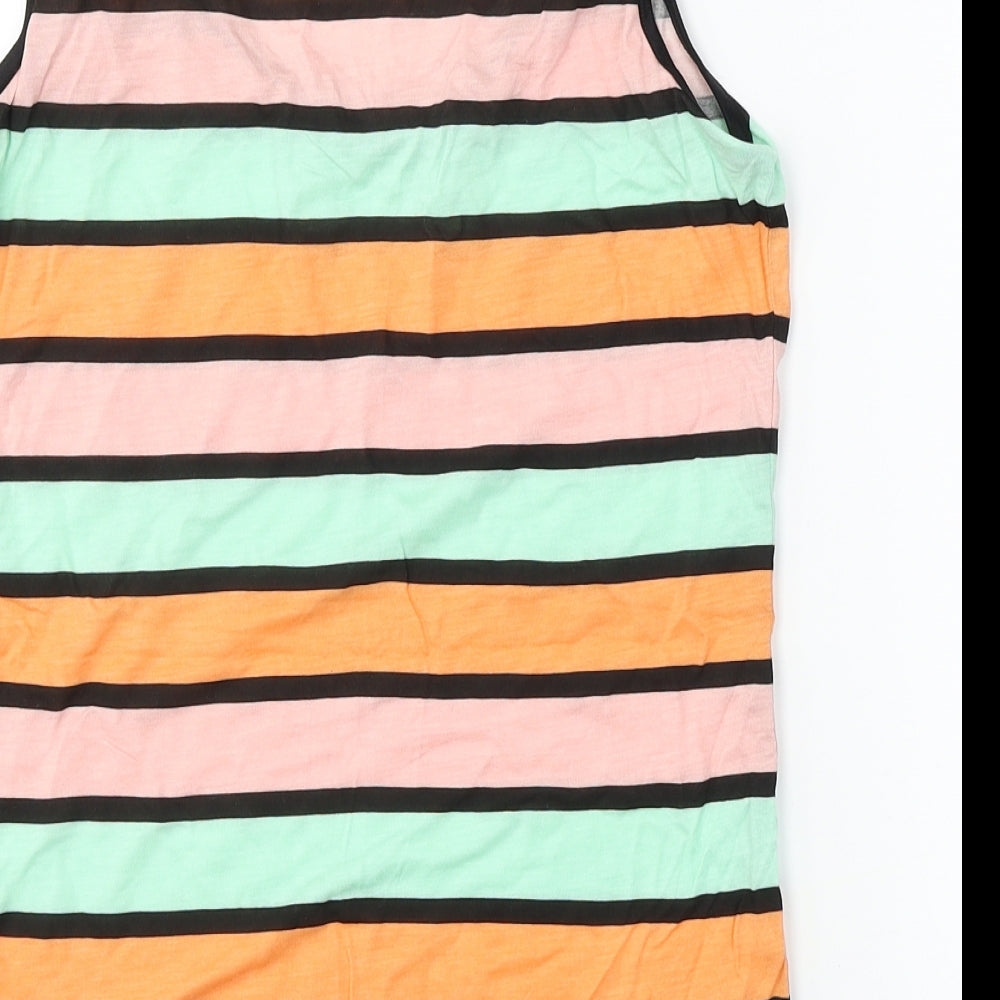 Oasis Womens Pink Striped Basic T-Shirt Size M