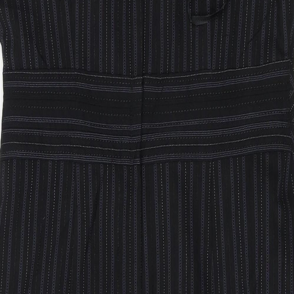 South Womens Black Striped A-Line Size 12
