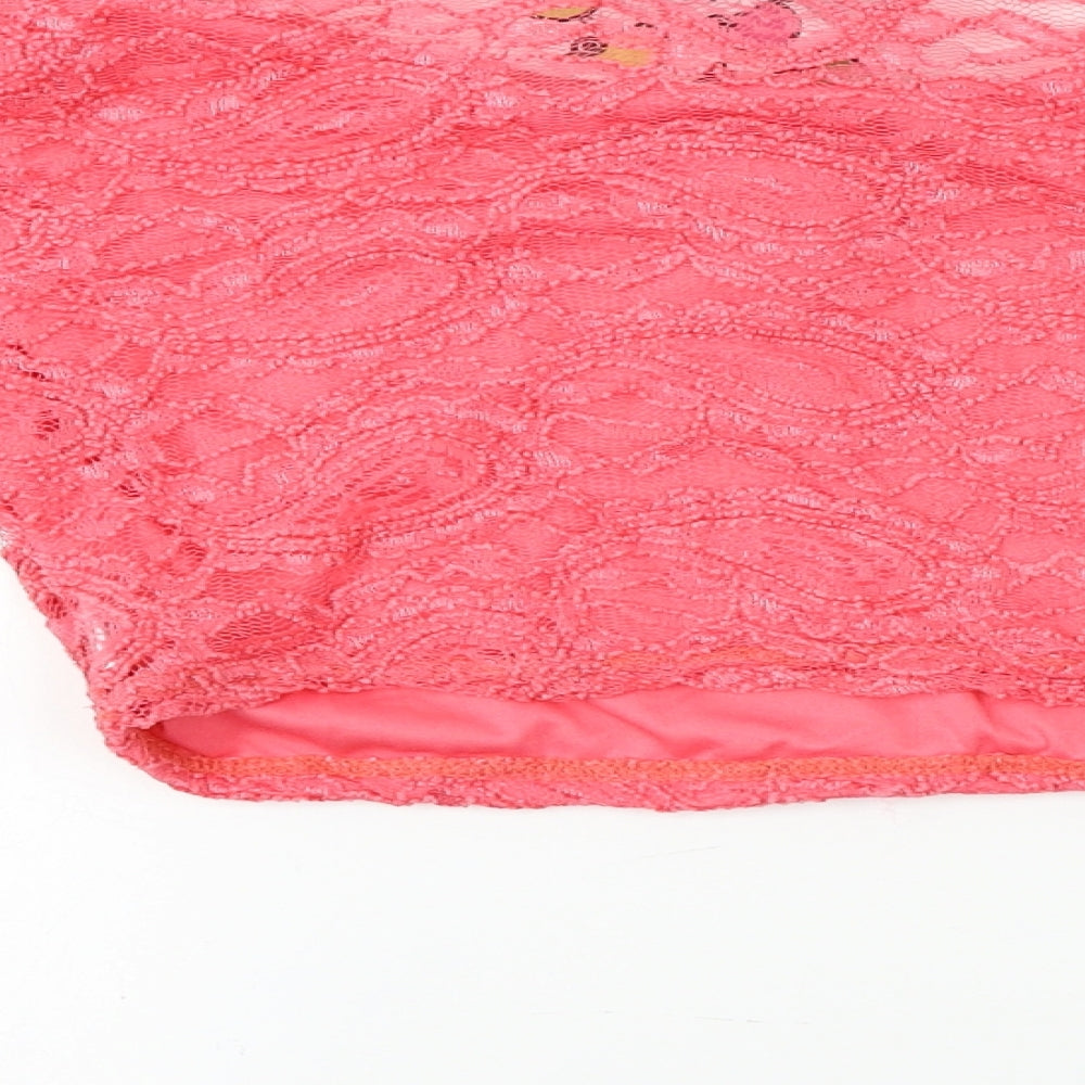 Signature Womens Pink Cropped T-Shirt Size M