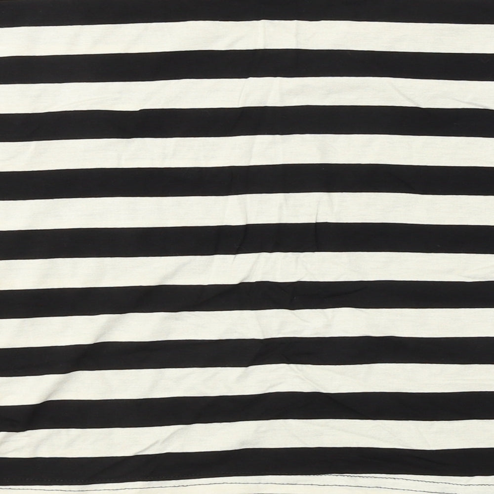 MOLLIE Womens White Striped Basic T-Shirt Size M