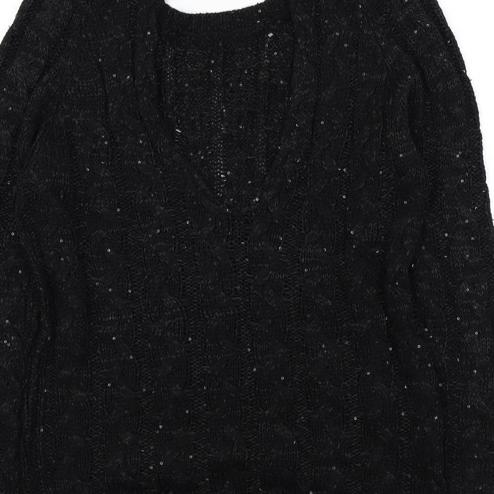 Vouley Vous Womens Black Pullover Jumper Size M - sparkle detail