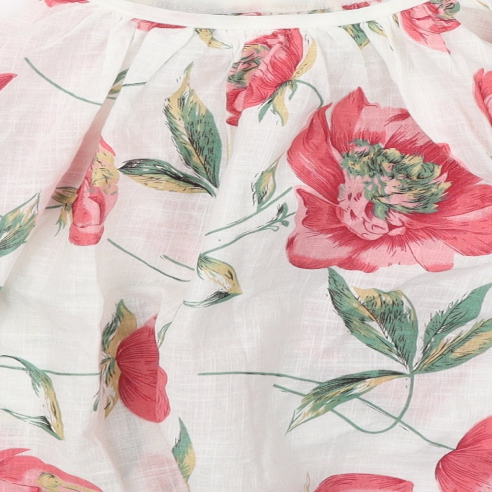 Preworn Girls White Floral Flare Skirt Size 10 Years
